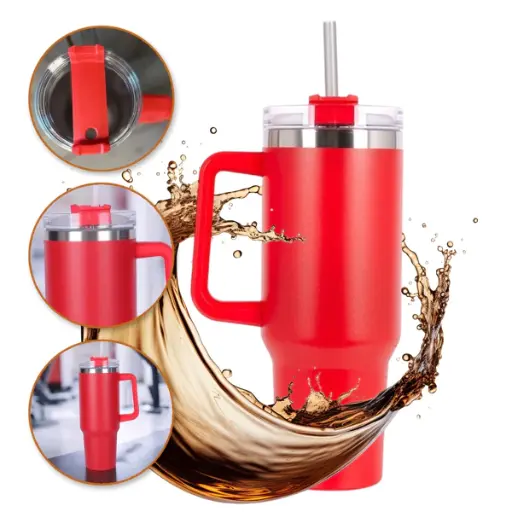 [CUP15] Tasse thermique pour boissons avec paille.