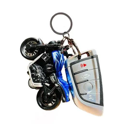 [BRL303] Porte-clés moto bleu.
