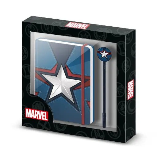 [07567] Coffret Cadeau avec Journal et Stylo Marvel Captain America