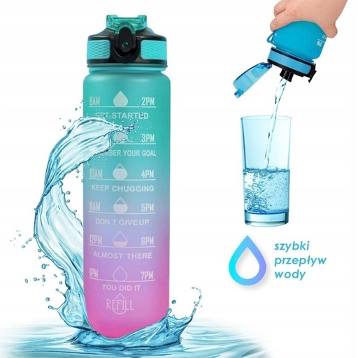 Bouteille d'eau Ombre Vert-Rose 1l