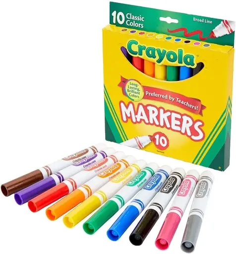 [58-7722] Marqueurs à Pointe Large Crayola Classiques, Boîte de 10