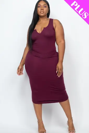 [BD2173X] Robe débardeur grande taille à col fendu