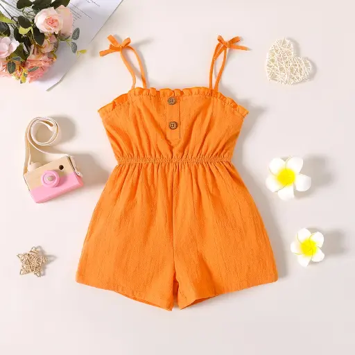 Barboteuse orange pour petite fille